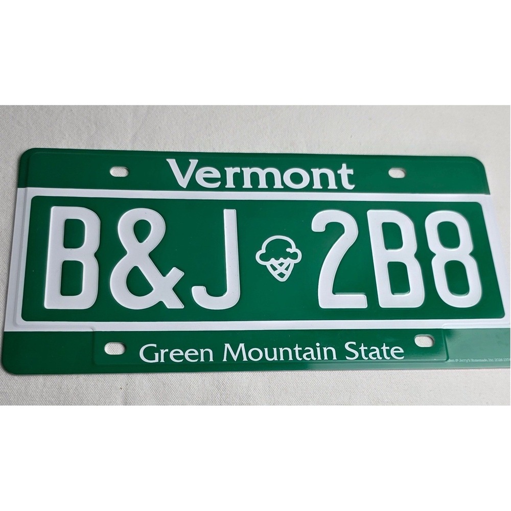 Ben & Jerry's Vermont License Plate Decorative Metal Sign